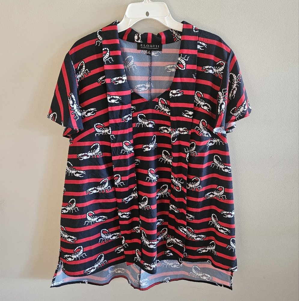Eloquii Tie Front Scorpion Blouse